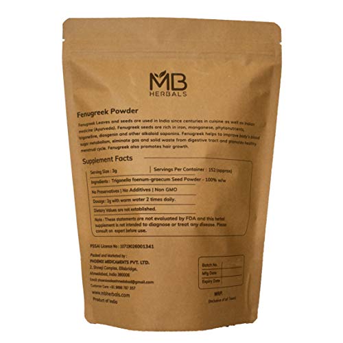 Mb Herbals Fenugreek Seeds Powder 1 Lb | 16 Oz | 454 Gram | Trig