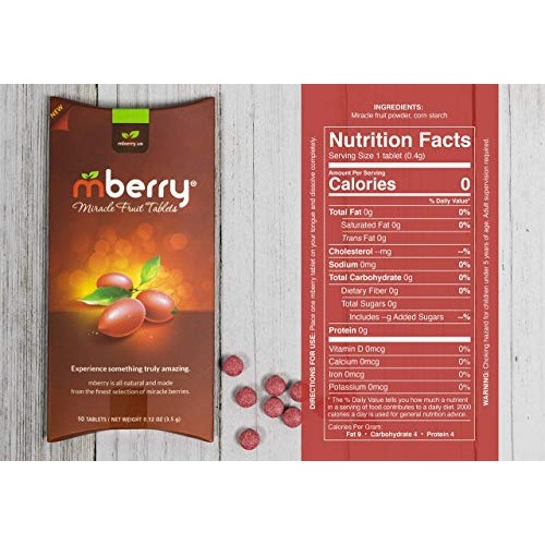 Mberry Miracle Fruit Tablets, 10-Count Pack Of 2