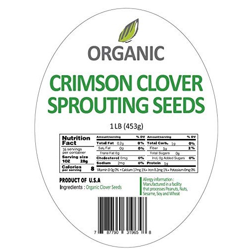 McCabe Organic Crimson Clover Sprouting Seeds for Microgreens, 1...
