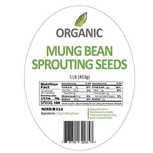 Mccabe Organic Mung Bean Sprouting Seeds, 1-Pound