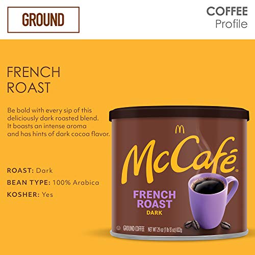 Mccafe Dark Roast Ground Coffee, Canister, French Roast 29 Ounce