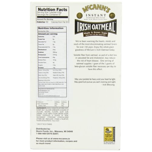 Mccanns Instant Irish Oatmeal, Maple &Amp; Brown Sugar, 10-Count Bo