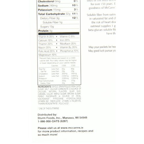 Mccanns Instant Irish Oatmeal, Maple &Amp; Brown Sugar, 10-Count Bo