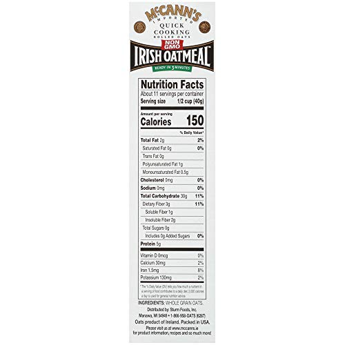 Mccanns Irish Oatmeal, Quick Cooking Rolled Irish Oats, 16 Ounce