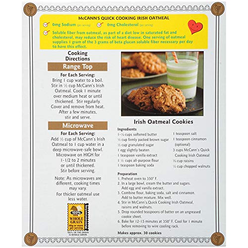 Mccanns Irish Oatmeal, Quick Cooking Rolled Irish Oats, 16 Ounce