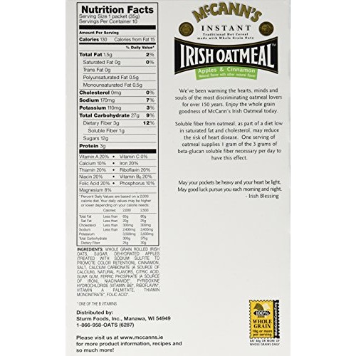 Mccanns Instant Irish Oatmeal Apple Cinnamon, 10 Ct, 3 Pk