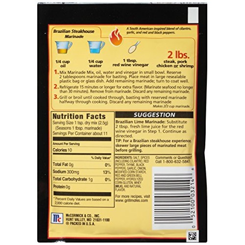 McCormick Grill Mates Brazilian Steakhouse Marinade Mix, 1.06 oz