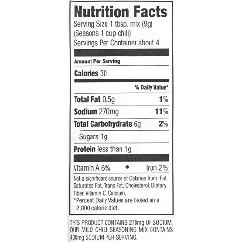 Mccormick 30% Less Sodium Mild Chili Mild Seasoning Mix, 1.25 Ou