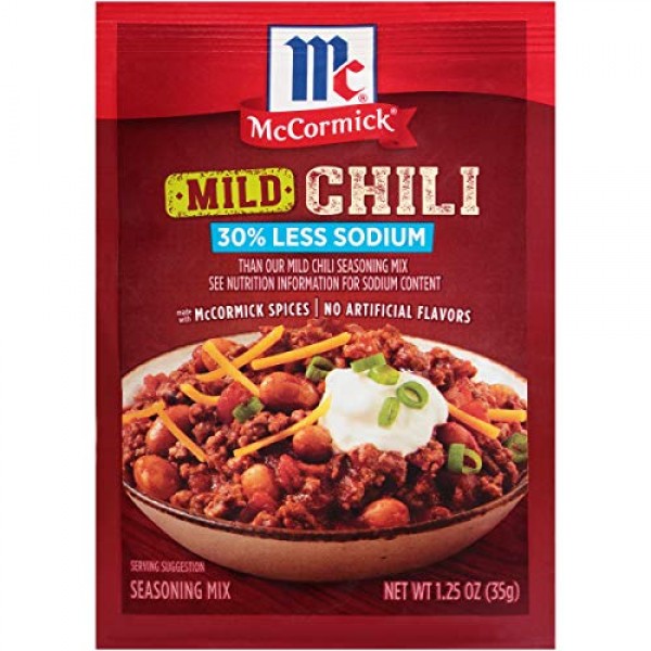 McCormick 30% Less Sodium Mild Chili Mild Seasoning Mix, 1.25 Ou...