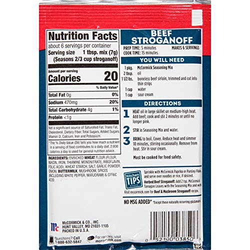 Mccormick Beef Stroganoff Seasoning Sauce Mix, 1.5Oz Packet Pac