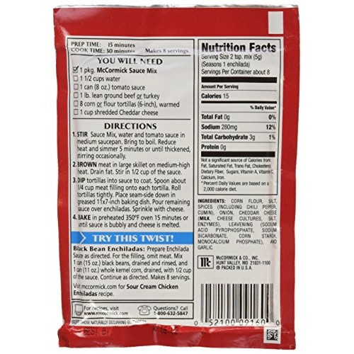 Mccormick Enchilada Sauce Mix 1.5Oz 3 Packets
