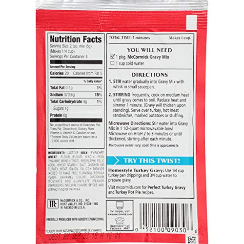 Mccormick Turkey Gravy Mix, 0.87 Ounce Pack Of 24
