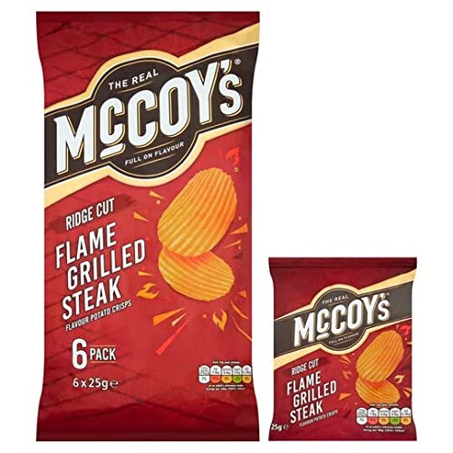 Mccoys Flame Grilled Steak Flavour Ridge Cut Potato Crisps, 6 X