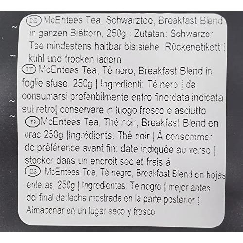 McEntees Irish Breakfast Tea 250g Bag – BLENDED IN IRELAND. STR...