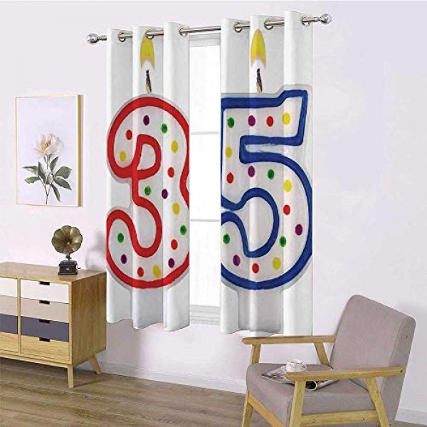 MDOUWoo Fade Resistant Curtain 35th Birthday Decorations Surpris...