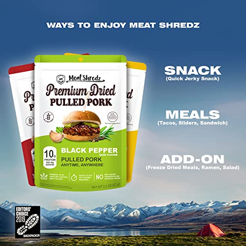 Meat Shredz - Premium Dried Pulled Pork Black Pepper, 4 Pack |
