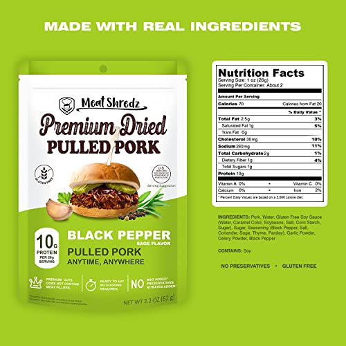 Meat Shredz - Premium Dried Pulled Pork Black Pepper, 4 Pack |