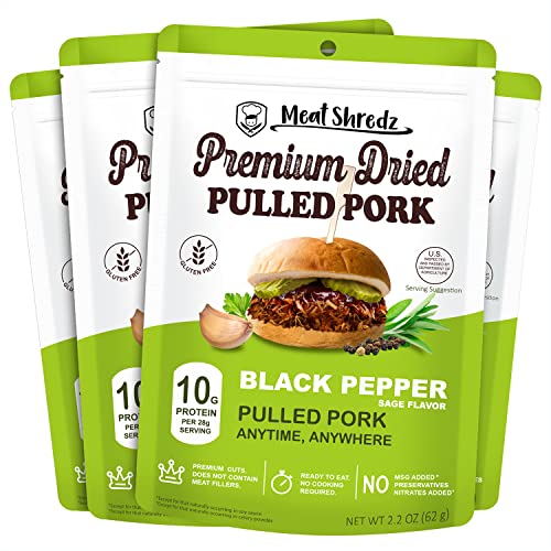Meat Shredz - Premium Dried Pulled Pork Black Pepper, 4 Pack |
