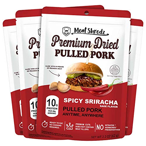 Meat Shredz - Premium Dried Pulled Pork Spicy Sriracha, 4 Pack