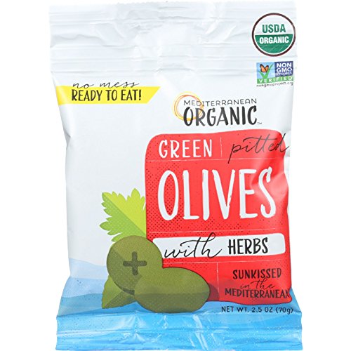 Mediterranean Organic Olives With Herbs - Green Pitted - Snack P