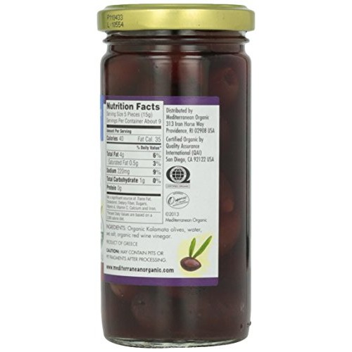 Mediterranean Organic Kalamata Olives, Pitted, 8.4 Oz