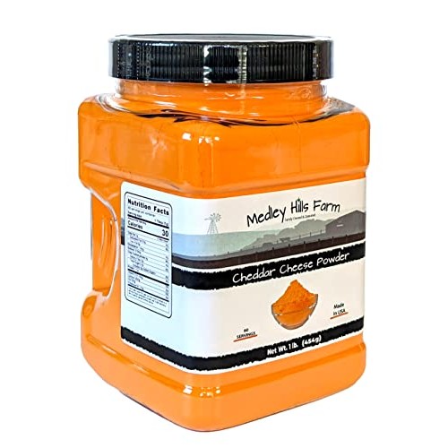 Cheddar cheese powder by Medley hills farm 1 Lb. in Reusable Con...
