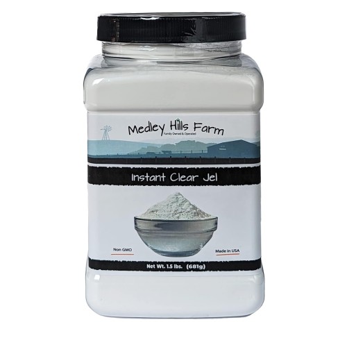 Instant clear jel by Medley hills farm 1.5 Lbs. in Reusable Container - Great Clear jel for canning & Thickener for liquids Like Sauces, Soups, Gravy, Desserts - Gluten-Free - Non-GMO - Made in USA