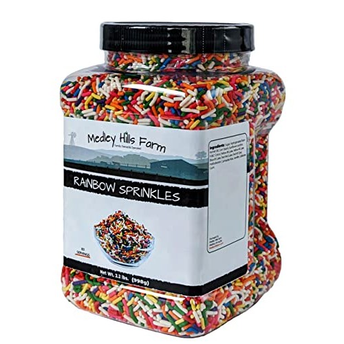 Medley Hills Farm Rainbow Sprinkles in Reusable Container 2.2 Lb...