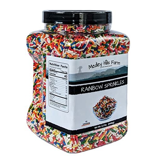 Medley Hills Farm Rainbow Sprinkles in Reusable Container 2.2 Lb...