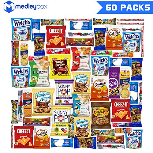 Medleybox Care Package 60 Count Variety Pack Snacks Gift Box U