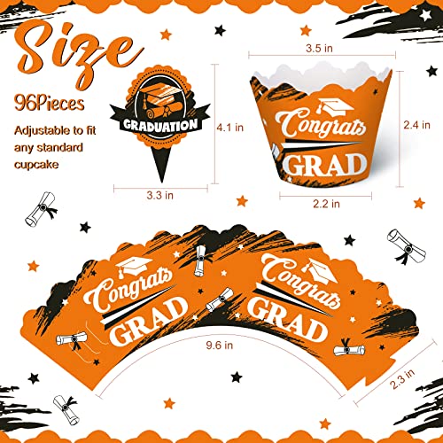 96 Pieces 2023 Graduation Cupcake Toppers Wrappers Congrats grad...