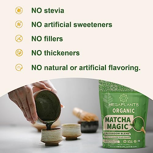 MEGAPLANTS Matcha Magic 50 Servings | Superfood 5 Mushroom Pow...