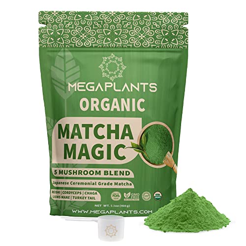 MEGAPLANTS Matcha Magic 50 Servings | Superfood 5 Mushroom Pow...