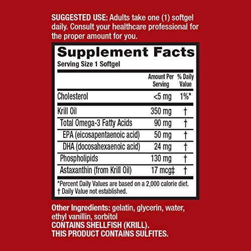 Omega-3 Krill Oil 350Mg Softgels, Megared 120 Count In A Bottle