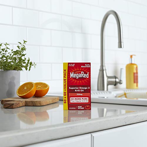 Omega-3 Krill Oil 350Mg Softgels, Megared 120 Count In A Bottle