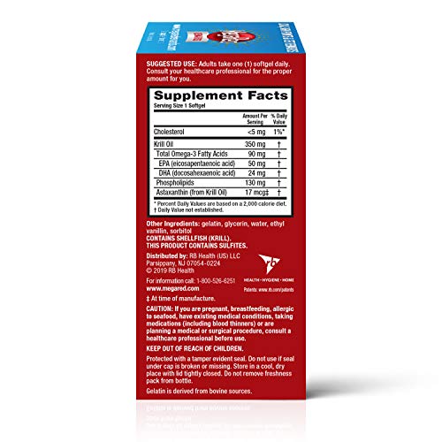 Omega-3 Krill Oil 350Mg Softgels, Megared 120 Count In A Bottle