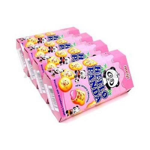Meiji Hello Panda Strawberry Cream Japanese Biscuit Snack Cookie
