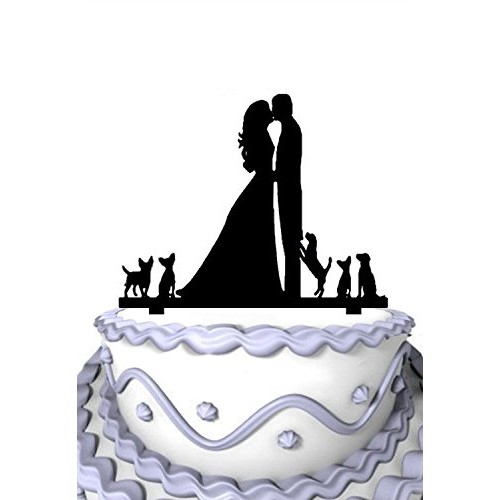 Meijiafei Wedding Cake Topper Silhouette Groom And Bride Kissing