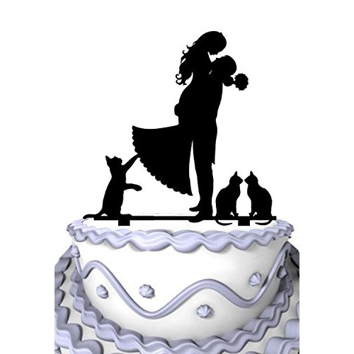 Meijiafei Groom Hold Bride With 3 Cat Wedding Party Acryilc Cake
