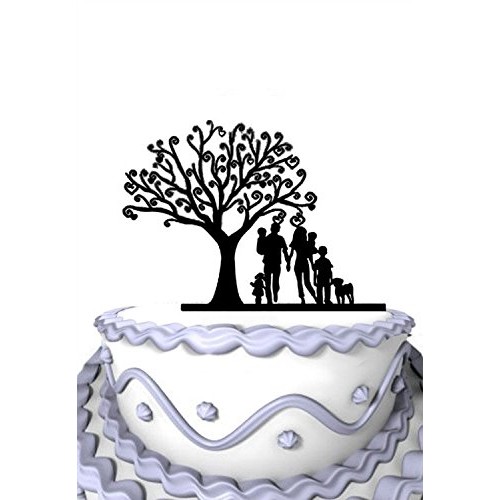 Meijiafei Wedding Cake Topper - A Big Family Mom And Dad With 1