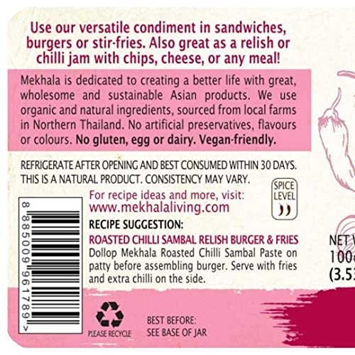 Mekhala Organic Roasted Chili Sambal Paste Condiment Gluten-Free...