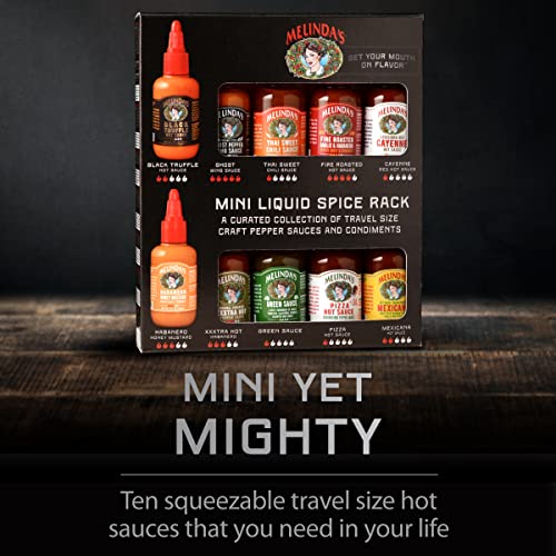 Melindas Mini Liquid Spice Rack - Gourmet Hot Sauce Gift Set -