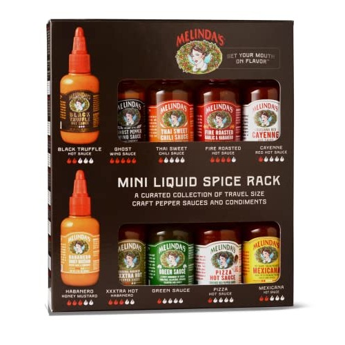 Melindas Mini Liquid Spice Rack - Gourmet Hot Sauce Gift Set -