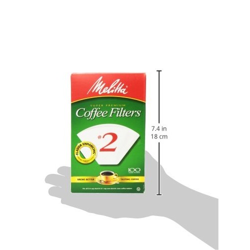 Melitta #2 Cone Coffee Filters, White, 100 Count