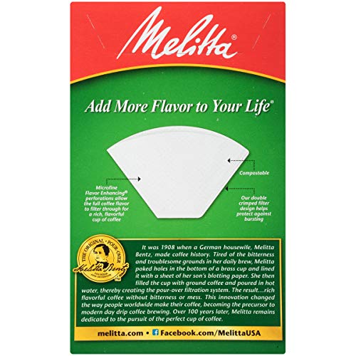 Melitta #2 Cone Coffee Filters, White, 100 Count