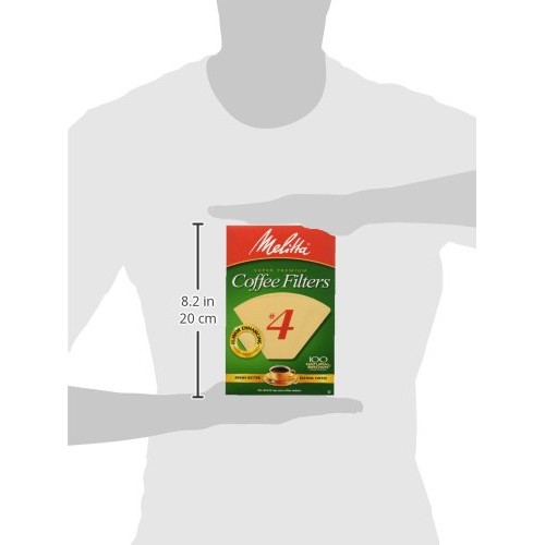 Melitta #4 Cone Coffee Filters, Natural Brown, 100 Count Pack O