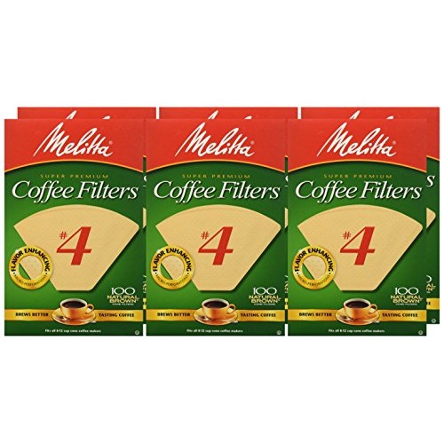 Melitta #4 Cone Coffee Filters, Natural Brown, 100 Count Pack O