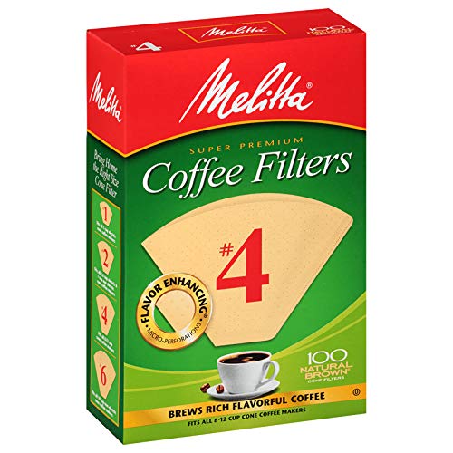 Melitta #4 Cone Coffee Filters, Natural Brown, 100 Count Pack O