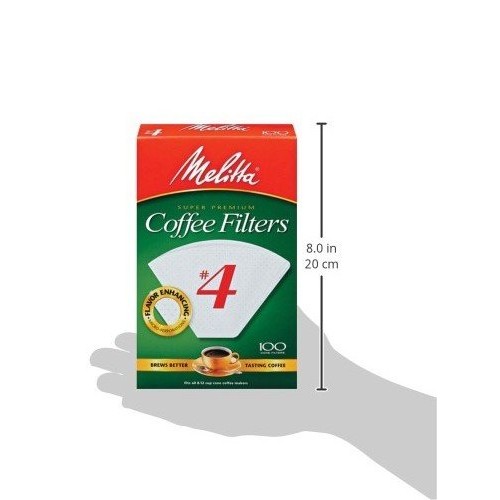 Melitta #4 Cone Coffee Filters, White, 100 Count Pack Of 12 Melitta #4 Cone Coffee Filters, White, 100 Count Pack Of 12