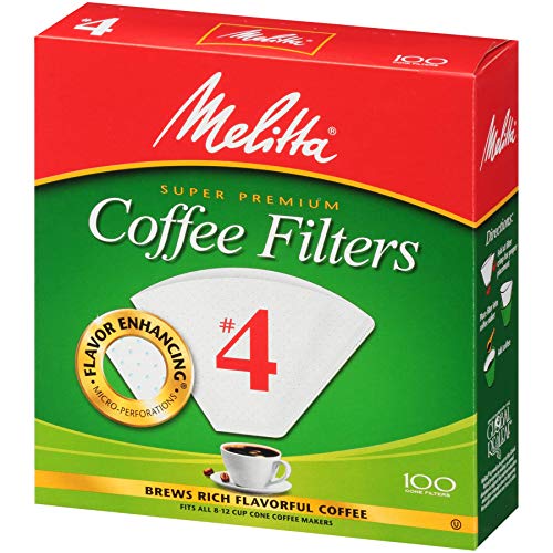 Melitta #4 Cone Coffee Filters, White, 100 Count Pack Of 12 Melitta #4 Cone Coffee Filters, White, 100 Count Pack Of 12